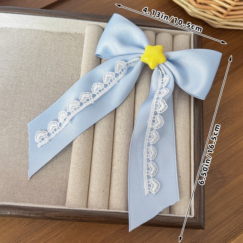 Cute Blue Lace Satin Bow Hair  - огляд і ціна Tassel Fringe Trim